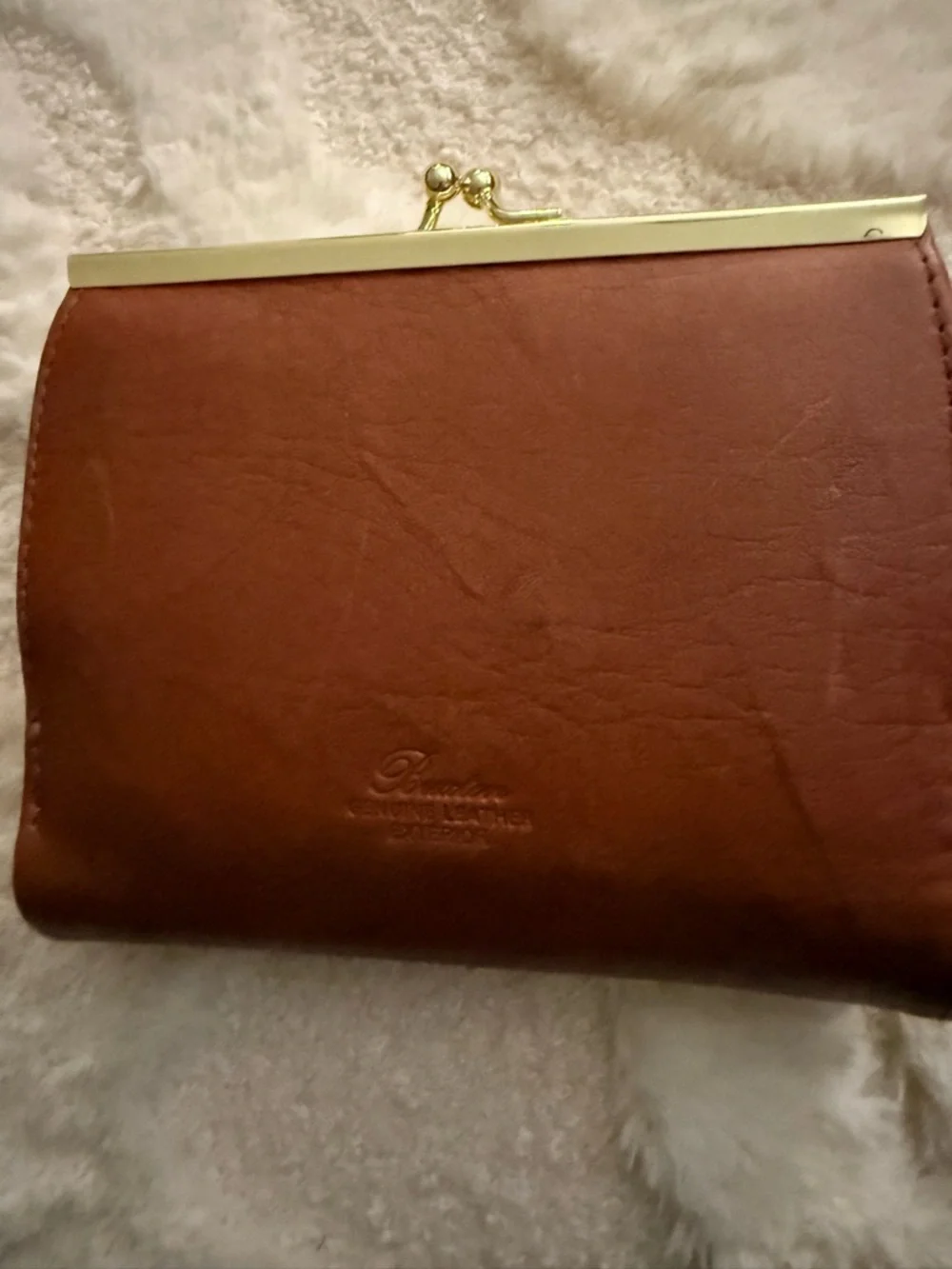 Buxton Brown Leather Bifold Wallet with Embossed Floral Detail